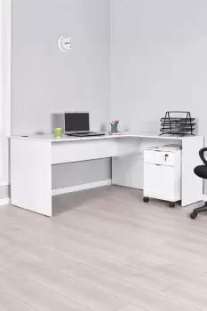 Image of L Shaped Corner Desk Matt White Finish