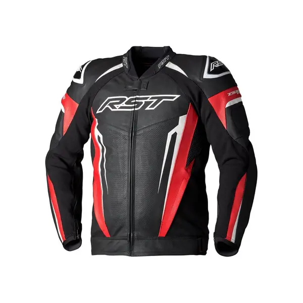 Image of RST Tractech Evo 5 Leather Jacket Red Black White Size 58