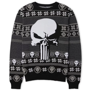 Image of Marvel Punisher Festive Knitted Jumper - Grey - S