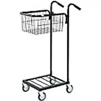 Image of SLINGSBY Mini Mail Trolley with 1 Shelf 402697 Steel Black 38.5 x 66 x 109 cm