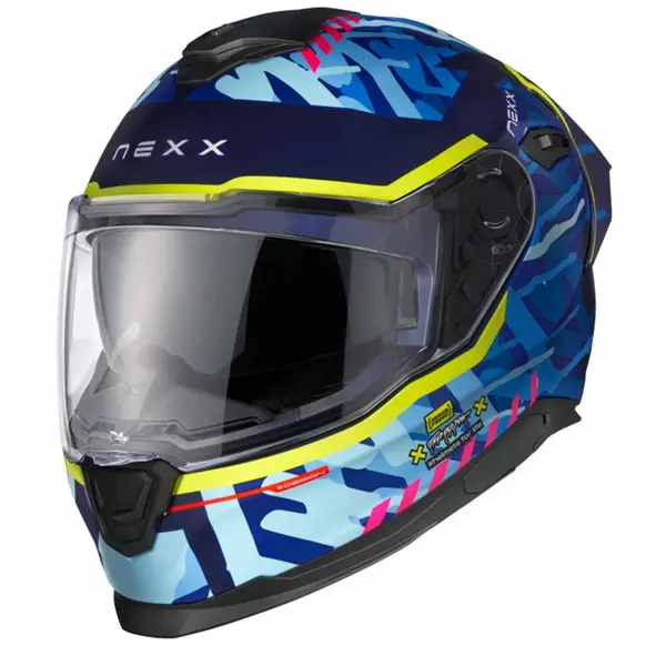 Image of Nexx Y.100R Urbangram Indigo Blue Matt Full Face Helmet Size XL