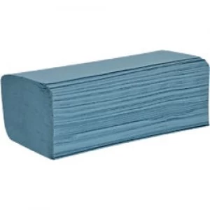 Image of essentials Hand Towels 1 Ply V-fold Blue Pack of 12 of 300 Sheets