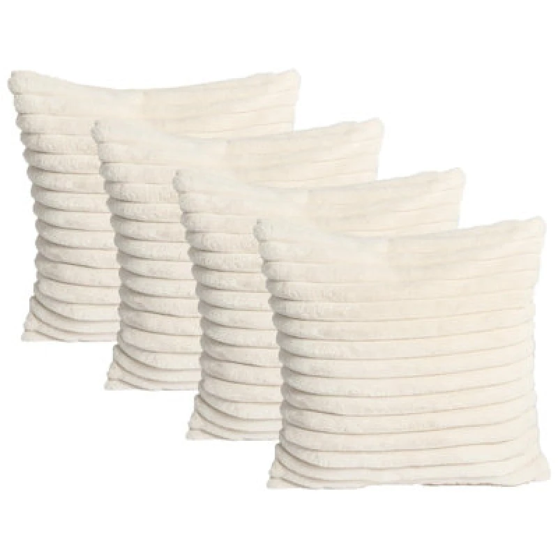 Image of OHS OHS 2 x Faux Fur Thick Rib Filled Cushion Covers in Natural Size: 45cm x 45cm Natural 45cm x 45cm Unisex 5027434212347