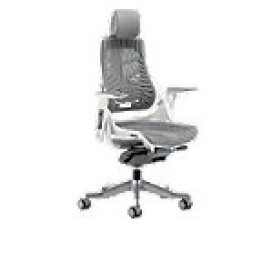 Image of Executive Chair Zure White Frame Elastomer Gel Grey With Arms With Headrest