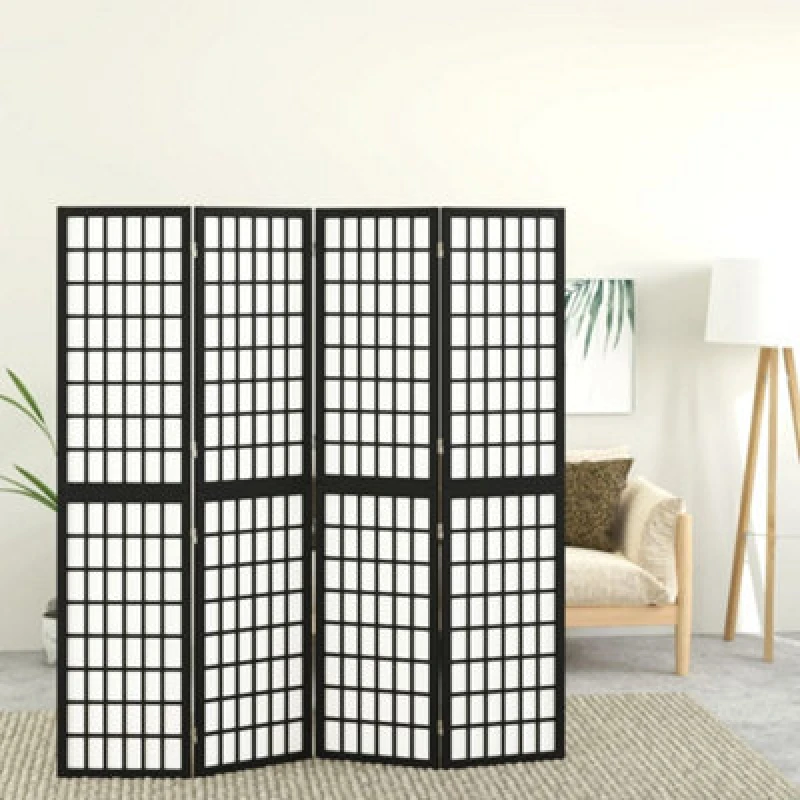 Image of Vidaxl Folding 4-panel Room Divider Japanese Style 160X170 Cm Black 352080