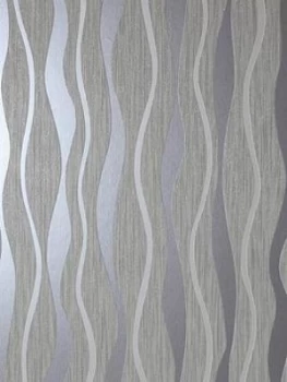 Image of Arthouse Grey Metallic Wave Wallpaper