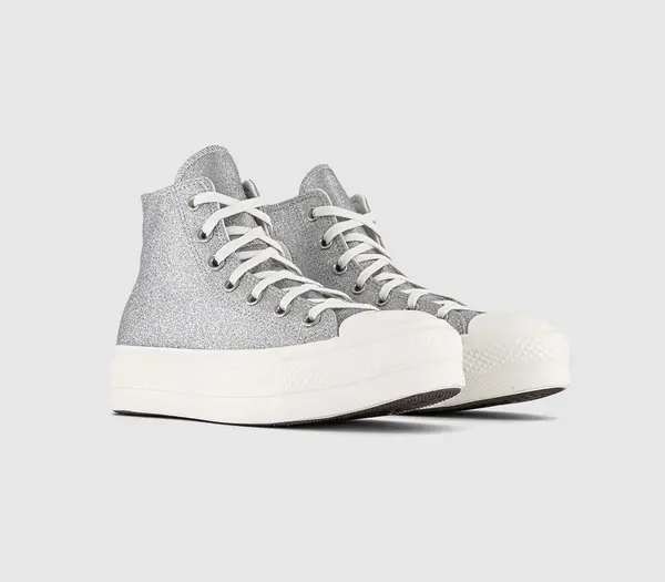Image of Converse All Star Lift Hi Silver Egret Glitter, 5