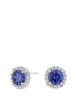 Image of Simply Silver Sterling Silver Blue Cubic Zirconia Halo Stud Earrings