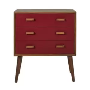Image of Elijah Retro Dark Pine 3-Drawer Tapered Leg Drawer Unit Mulberry