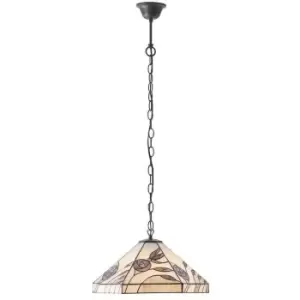 Image of Tiffany Glass Hanging Ceiling Pendant Light Bronze & Damselfly Deco Shade i00095