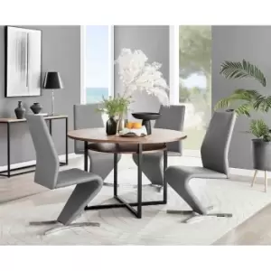 Image of Furniture Box Adley Brown Wood Storage Dining Table and 4 Grey Willow Chairs