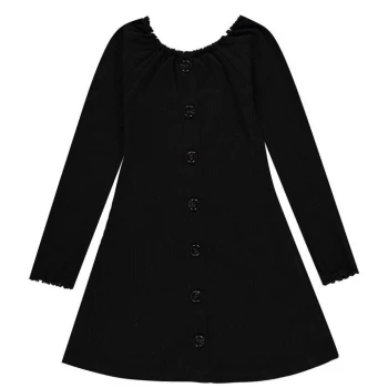 Image of Firetrap Long Sleeve Ribbed Dress Junior Girls - Black