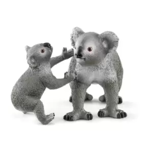Image of Schleich Wild Life Koala Mother And Baby Toy Figure Set, 3 To 8 Years, Grey (42566)
