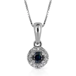 Image of JG Fine Jewellery 9ct White Gold Diamond & Sapphire Round Necklace