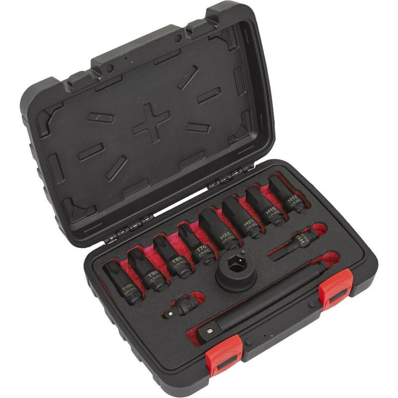 Image of Loops 12 PACK Impact Socket Bit & Accessories Set - 3/4" Square Drive Chrome Moly Multi