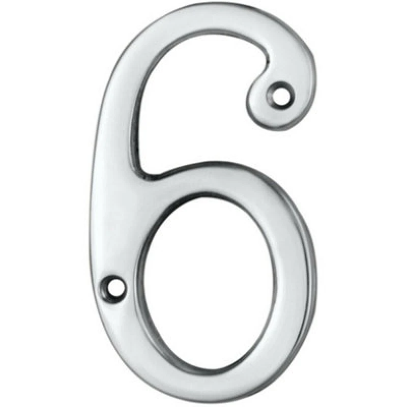 Image of Loops Polished Chrome Door Number 6/9 75mm Height 4mm Depth House Numeral Plaque Multi