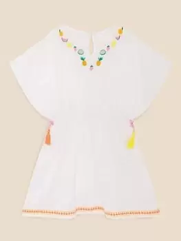 Image of Accessorize Girls Tropical Embroidered Kaftan - Multi