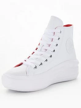 Image of Converse Chuck Taylor All Star Move Leather And Shine Platform Hi-Tops - White, Size 7, Women