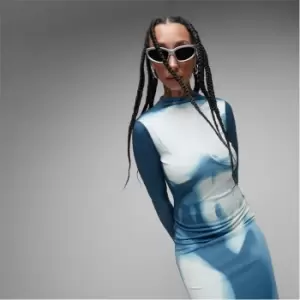 Image of Missguided Body Print High Neck Midaxi Dress - Blue