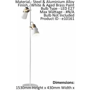 Image of Floor Lamp Light White & Aged Brass Paint 2 x 10W LED E27 Standing