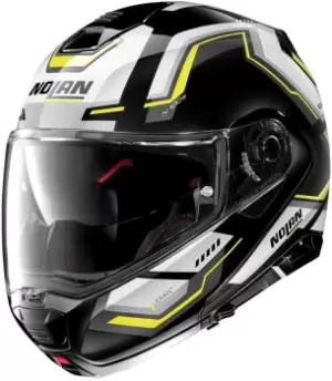 Image of Nolan N100-5 Upwind N-Com Helmet, black-white-yellow Size M black-white-yellow, Size M