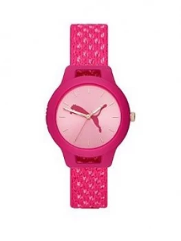Image of Puma Reset Pink Dial Pink Woven Watch