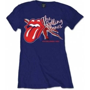 Image of Rolling Stones Lick The Flag Navy Ladies T Shirt: Large