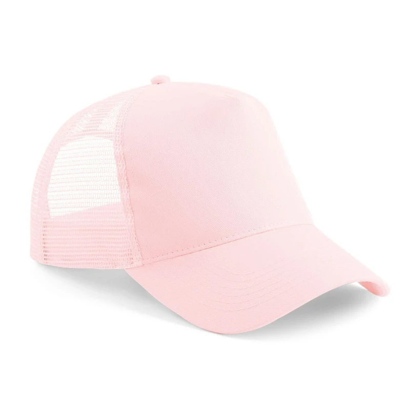 Image of Beechfield Beechfield Men Half Mesh Trucker Cap Headwear in Light Pink Light Pink One Size Male 5057819636420