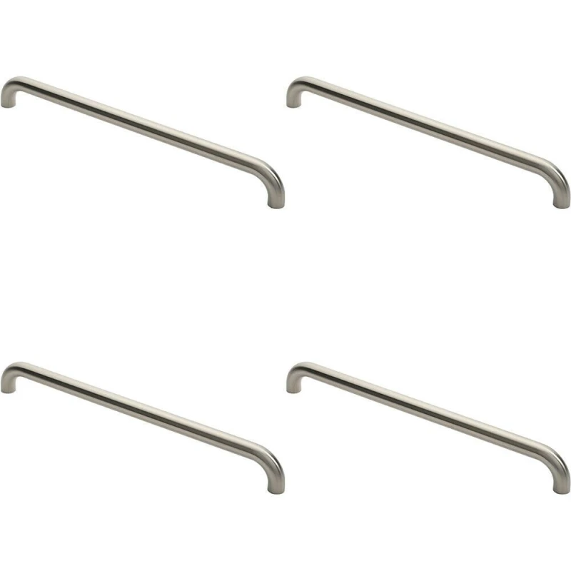 Image of Loops 4x Round D Bar Pull Handle 630 x 30mm 600mm Fixing Centres Satin Steel Metallics unisex