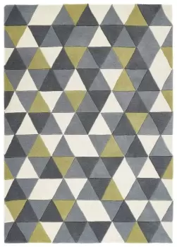 Image of Origins Honeycomb Wool Cut Pile Rug - 160x230cm -Ochre &Grey