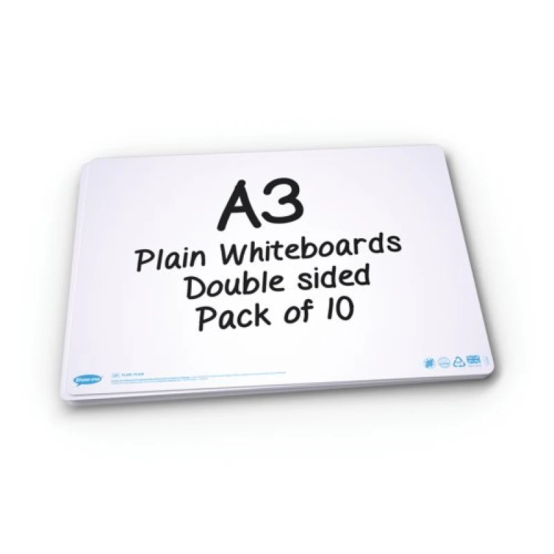 Image of Show-me Show-me Drywipe Boards A3 Plain PK10 - A3P10 A3P10