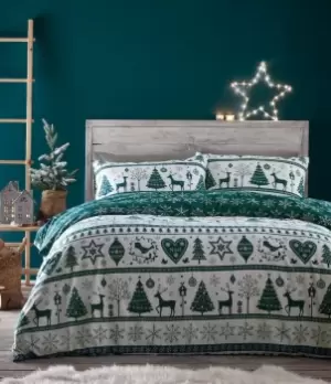Image of Noel Christmas Duvet Set - Teal - Double - TJ Hughes