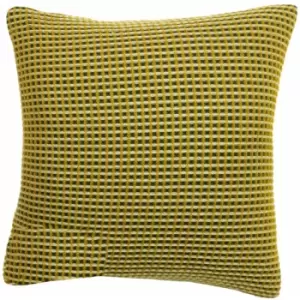 Image of Rowan Knitted Woven Waffle Cushion Cover, Ochre, 45 x 45cm - Furn