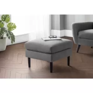 Image of Monza Footstool Pouffe Grey Fabric Upholstered