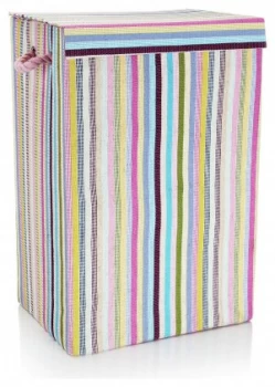 Image of Minky Stripe Laundry Hamper - Multi Coloured.