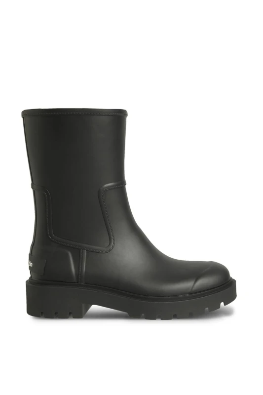 Image of Calvin Klein Womens Mid Rainboot Rubber Ck Black Size: 5 Black Female 5