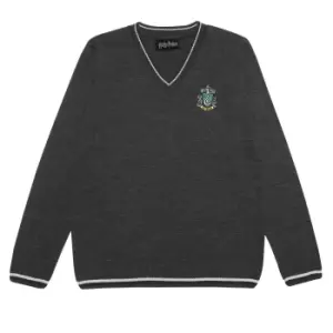 Image of Harry Potter Mens Slytherin House Knitted Jumper (L) (Charcoal)