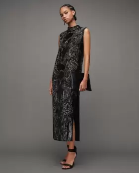 Image of AllSaints Harper Embellished Floral Maxi Dress