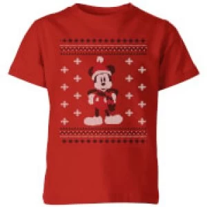 Image of Disney Mickey Scarf Kids Christmas T-Shirt - Red - 7-8 Years