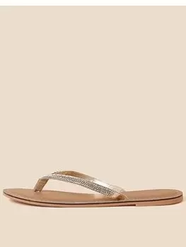 Image of Accessorize Daniella Beaded Flip Flops - Multi, Size 38, Women