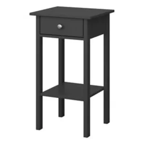 Image of Valenca Satin Black 1 Drawer Bedside Table (H)700mm (W)400mm (D)354mm