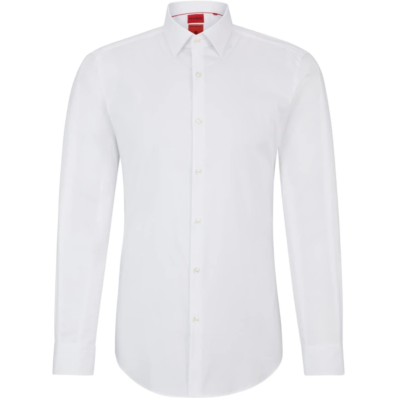 Image of Boss Mens Kenno Long Sleeve Oxford Shirt Open White male 18 inch