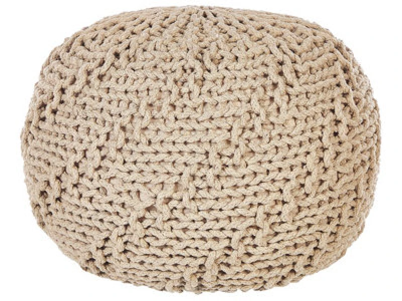 Image of Beliani Boho Pouffe Priene Cotton Beige