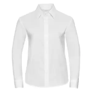 Image of Russell Collection Ladies/Womens Long Sleeve Easy Care Oxford Shirt (XS) (White)