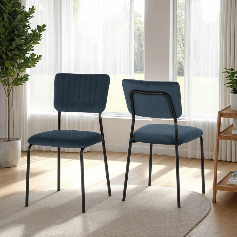 Image of Seconique Sheldon Chair (Box Of 4) - Navy Blue Velvet