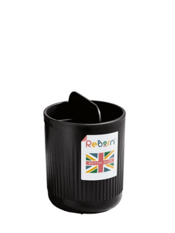 Image of ReBorn Reborn Recycled Toothbrush Holder - Graphite Black Bathroom Accessories Caddy - With Three Compartments - Made In The Uk