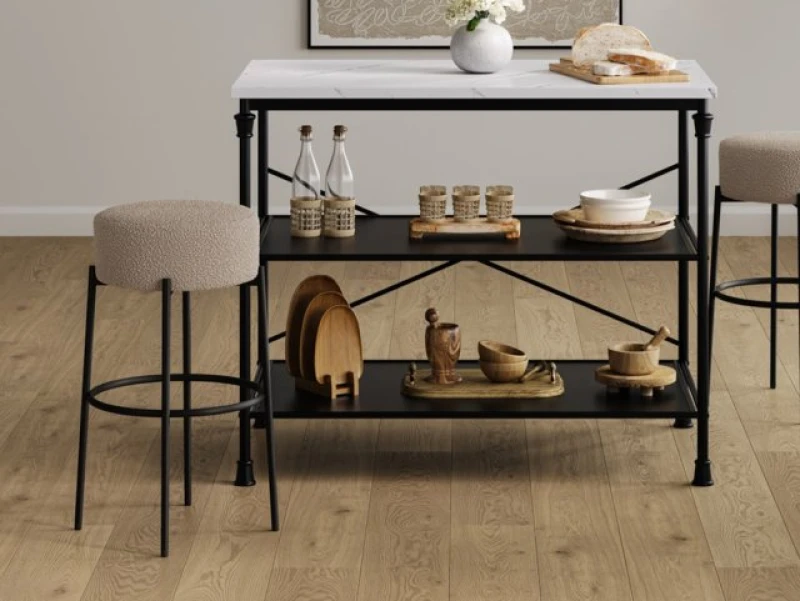 Image of LPD Anais Buff Boucle Fabric Bar Stool