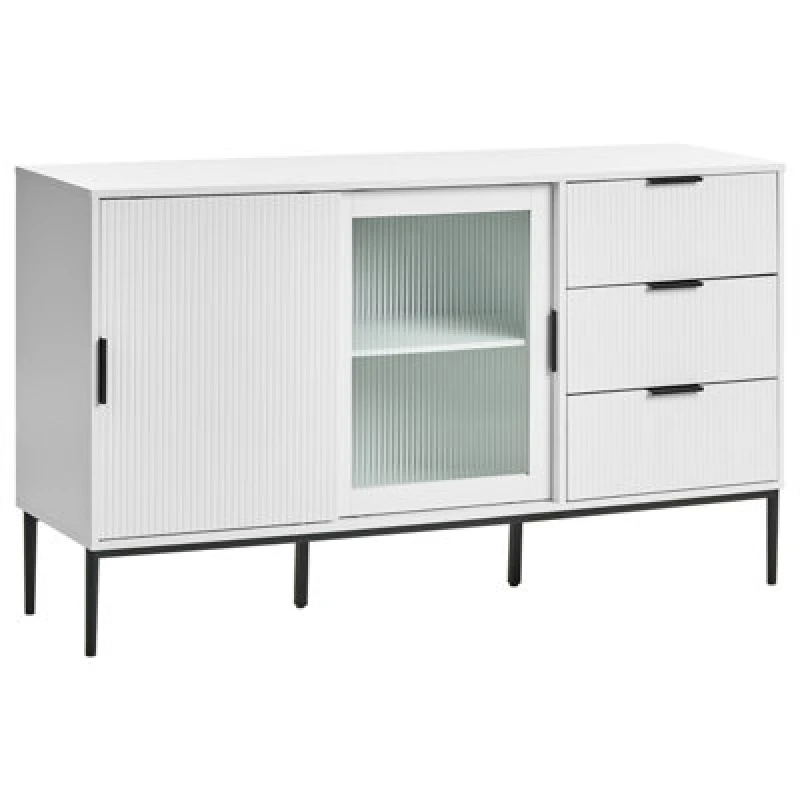 Image of Beliani Glass Display Sideboard Leduc White