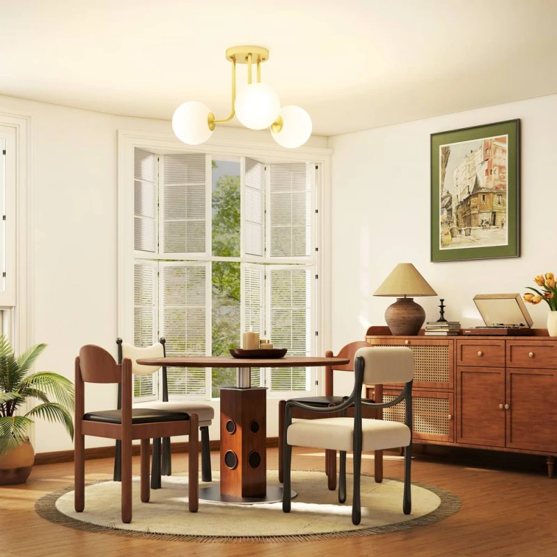 Image of HOMCOM Light Fixture with 3-Light Globe Shades, Modern Ceiling Light, Gold Size: Medium Gold Unisex Medium