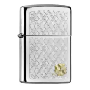 Image of Zippo High Polish Chrome 205 Argyle Clover windproof lighter